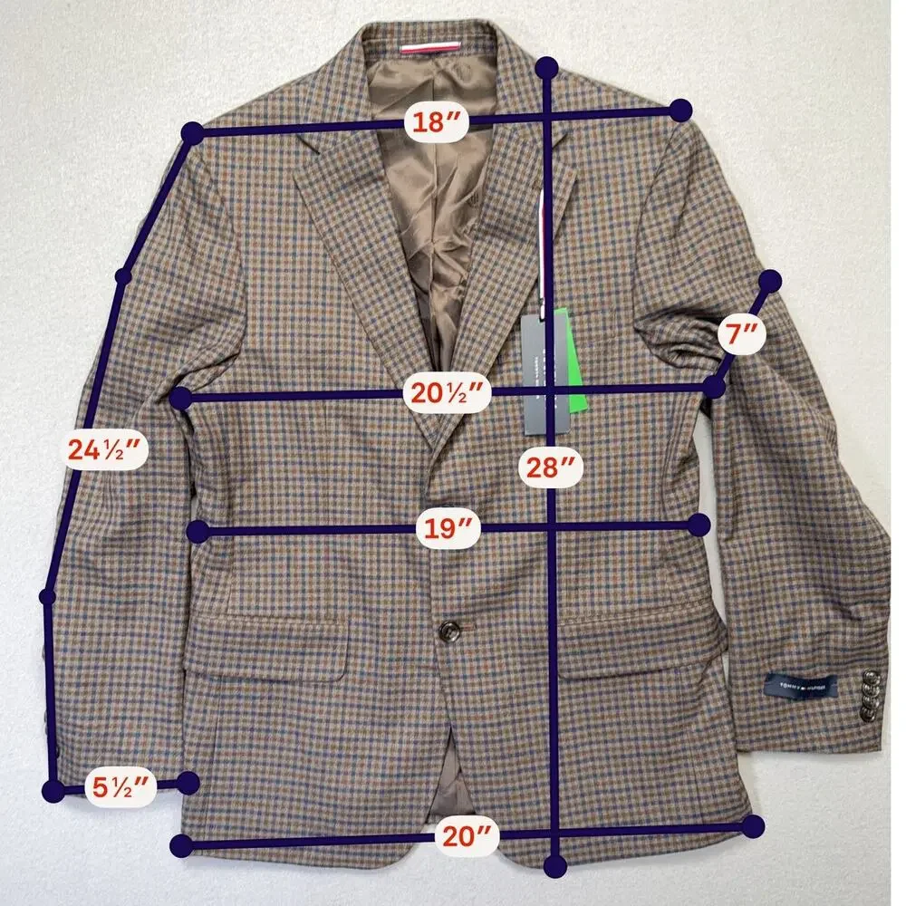 Tommy Hilfiger Men's Modern-Fit Check Sport Coat - Brown/Blue 38S $295